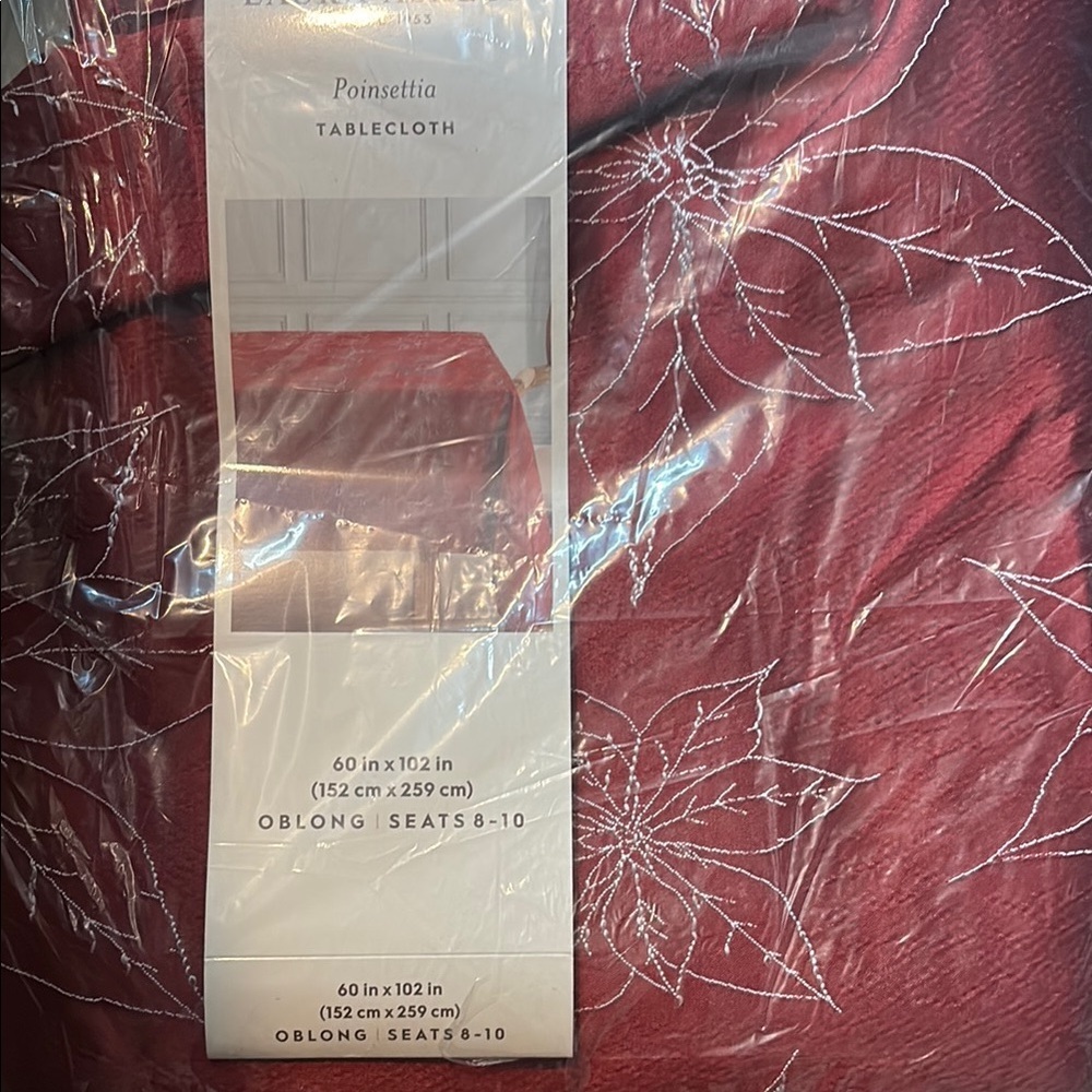 Laura Ashley Poinsettia Tablecloth - Red and White